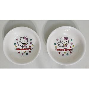 Hello Kitty Ceramic Dog Bowls Set of 2 Cute Fun Whimsical Small Dog Bowls NWOT